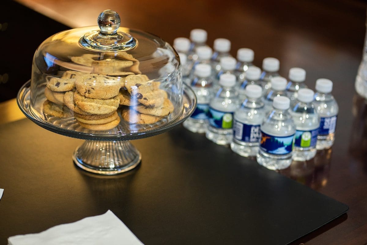 Cookies and waters at Lexington Branch