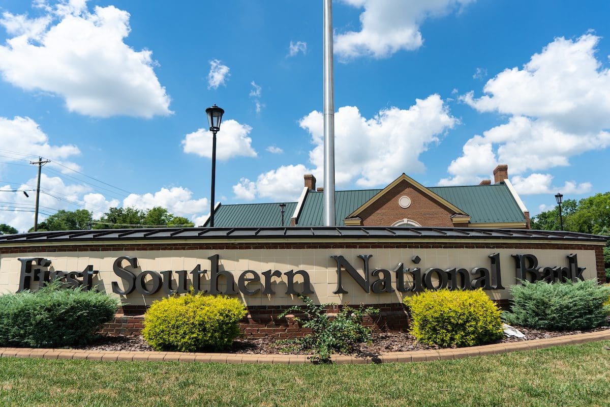 First Southern National Bank sign