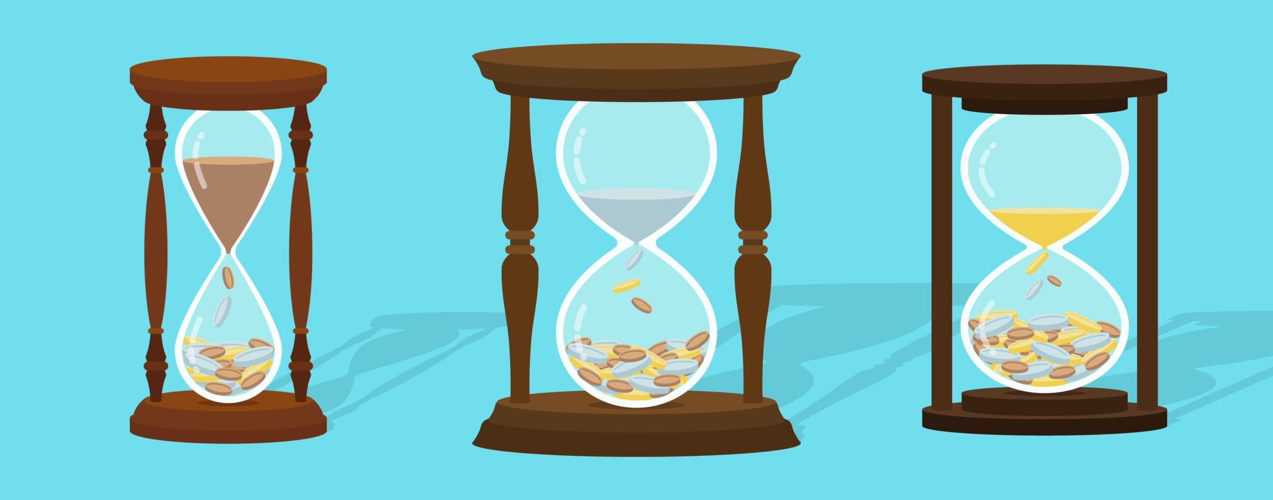 graphic of hourglass with money flowing instead of time
